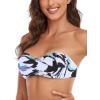 Ocean Blues Women’s Strapless Swimsuits for Women Bandeau Bikini Top Tie Back Halter Bathing Suit Top(Floral)