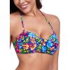 Ocean Blues Women’s Strapless Swimsuits for Women Bandeau Bikini Top Tie Back Halter Bathing Suit Top(Flower Garden)