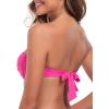 Ocean Blues Women’s Strapless Swimsuits for Women Bandeau Bikini Top Tie Back Halter Bathing Suit Top(Hot Pink)