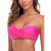 Ocean Blues Women’s Strapless Swimsuits for Women Bandeau Bikini Top Tie Back Halter Bathing Suit Top(Hot Pink)