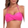 Ocean Blues Women’s Strapless Swimsuits for Women Bandeau Bikini Top Tie Back Halter Bathing Suit Top(Hot Pink)