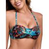 Ocean Blues Women’s Strapless Swimsuits for Women Bandeau Bikini Top Tie Back Halter Bathing Suit Top(Leaf Pattern)