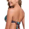 Ocean Blues Women’s Strapless Swimsuits for Women Bandeau Bikini Top Tie Back Halter Bathing Suit Top(Leaf Pattern)