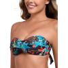 Ocean Blues Women’s Strapless Swimsuits for Women Bandeau Bikini Top Tie Back Halter Bathing Suit Top(Leaf Pattern)