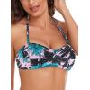 Ocean Blues Women’s Strapless Swimsuits for Women Bandeau Bikini Top Tie Back Halter Bathing Suit Top(Leaf Print)