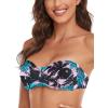 Ocean Blues Women’s Strapless Swimsuits for Women Bandeau Bikini Top Tie Back Halter Bathing Suit Top(Leaf Print)