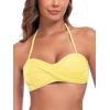 Ocean Blues Women’s Strapless Swimsuits for Women Bandeau Bikini Top Tie Back Halter Bathing Suit Top(Lemon Yellow)