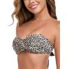 Ocean Blues Women’s Strapless Swimsuits for Women Bandeau Bikini Top Tie Back Halter Bathing Suit Top(Leopard)