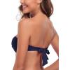 Ocean Blues Women’s Strapless Swimsuits for Women Bandeau Bikini Top Tie Back Halter Bathing Suit Top(Navy Blue)