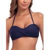 Ocean Blues Women’s Strapless Swimsuits for Women Bandeau Bikini Top Tie Back Halter Bathing Suit Top(Navy Blue)