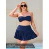 Ocean Blues Women’s Strapless Swimsuits for Women Bandeau Bikini Top Tie Back Halter Bathing Suit Top(Navy Blue)