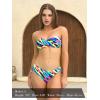 Ocean Blues Women’s Strapless Swimsuits for Women Bandeau Bikini Top Tie Back Halter Bathing Suit Top(Neon Striped)