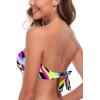 Ocean Blues Women’s Strapless Swimsuits for Women Bandeau Bikini Top Tie Back Halter Bathing Suit Top(Neon Striped)