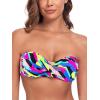 Ocean Blues Women’s Strapless Swimsuits for Women Bandeau Bikini Top Tie Back Halter Bathing Suit Top(Neon Striped)