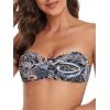 Ocean Blues Women’s Strapless Swimsuits for Women Bandeau Bikini Top Tie Back Halter Bathing Suit Top(Paisley Floral)