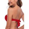 Ocean Blues Women’s Strapless Swimsuits for Women Bandeau Bikini Top Tie Back Halter Bathing Suit Top(Red 2)