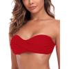 Ocean Blues Women’s Strapless Swimsuits for Women Bandeau Bikini Top Tie Back Halter Bathing Suit Top(Red 2)