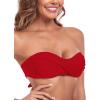 Ocean Blues Women’s Strapless Swimsuits for Women Bandeau Bikini Top Tie Back Halter Bathing Suit Top(Red 2)