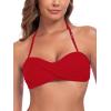 Ocean Blues Women’s Strapless Swimsuits for Women Bandeau Bikini Top Tie Back Halter Bathing Suit Top(Red 2)