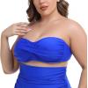 Ocean Blues Women’s Strapless Swimsuits for Women Bandeau Bikini Top Tie Back Halter Bathing Suit Top(Royal Blue)
