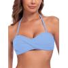Ocean Blues Women’s Strapless Swimsuits for Women Bandeau Bikini Top Tie Back Halter Bathing Suit Top(Sea Blue)