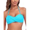 Ocean Blues Women’s Strapless Swimsuits for Women Bandeau Bikini Top Tie Back Halter Bathing Suit Top(Sky Blue)