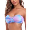Ocean Blues Women’s Strapless Swimsuits for Women Bandeau Bikini Top Tie Back Halter Bathing Suit Top(Splash)