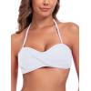 Ocean Blues Women’s Strapless Swimsuits for Women Bandeau Bikini Top Tie Back Halter Bathing Suit Top(White-1)