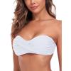 Ocean Blues Women’s Strapless Swimsuits for Women Bandeau Bikini Top Tie Back Halter Bathing Suit Top(White-1)