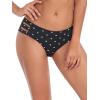 Ocean Blues Women’s Strappy Bikini Bottom Full Coverage Swim Briefs(Black Polka Dot)