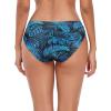 Ocean Blues Women’s Strappy Bikini Bottom Full Coverage Swim Briefs(Blue Leaf)