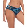 Ocean Blues Women’s Strappy Bikini Bottom Full Coverage Swim Briefs(Blue Leaf)