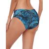 Ocean Blues Women’s Strappy Bikini Bottom Full Coverage Swim Briefs(Blue Leaf)