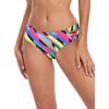 Ocean Blues Women’s Strappy Bikini Bottom Full Coverage Swim Briefs(Neon Striped)