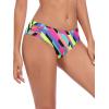 Ocean Blues Women’s Strappy Bikini Bottom Full Coverage Swim Briefs(Neon Striped)