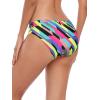 Ocean Blues Women’s Strappy Bikini Bottom Full Coverage Swim Briefs(Neon Striped)
