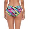 Ocean Blues Women’s Strappy Bikini Bottom Full Coverage Swim Briefs(Neon Striped)