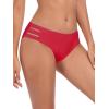 Ocean Blues Women’s Strappy Bikini Bottom Full Coverage Swim Briefs(Red.)