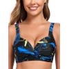 Ocean Blues Women’s Supportive Bikini Top Molded Swimsuit Top Without Wire(Feather Print)