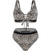 Ocean Blues Women’s Triangle Bikini Set High Waisted Two Piece Bathing Suit Sexy Mesh Bikini(Leopard)