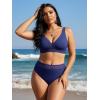 Ocean Blues Women’s Triangle Bikini Set High Waisted Two Piece Bathing Suit Sexy Mesh Bikini(Navy Blue)