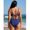 Ocean Blues Women’s Triangle Bikini Set High Waisted Two Piece Bathing Suit Sexy Mesh Bikini(Navy Blue)