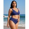 Ocean Blues Women’s Triangle Bikini Set High Waisted Two Piece Bathing Suit Sexy Mesh Bikini(Navy Blue)