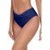 Ocean Blues Women’s Twist Bikini Bottom Ruched Bathing Suit Bottom Mid Rise Swim Bottom(Navy Blue)
