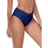 Ocean Blues Women’s Twist Bikini Bottom Ruched Bathing Suit Bottom Mid Rise Swim Bottom(Navy Blue)