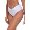 Ocean Blues Women’s Twist Bikini Bottom Ruched Bathing Suit Bottom Mid Rise Swim Bottom(White)