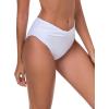 Ocean Blues Women’s Twist Bikini Bottom Ruched Bathing Suit Bottom Mid Rise Swim Bottom(White)