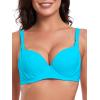 Ocean Blues Women’s Underwire Bikini Tops Retro Push Up Bathing Suit Top(Sky Blue)