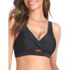 Ocean Blues Women’s V-Neck Bikini Top Retro Cutout Bathing Suit Top(Black)