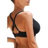 Ocean Blues Women’s V-Neck Bikini Top Retro Cutout Bathing Suit Top(Black)